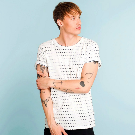 T-shirt blanc en coton bio à pois