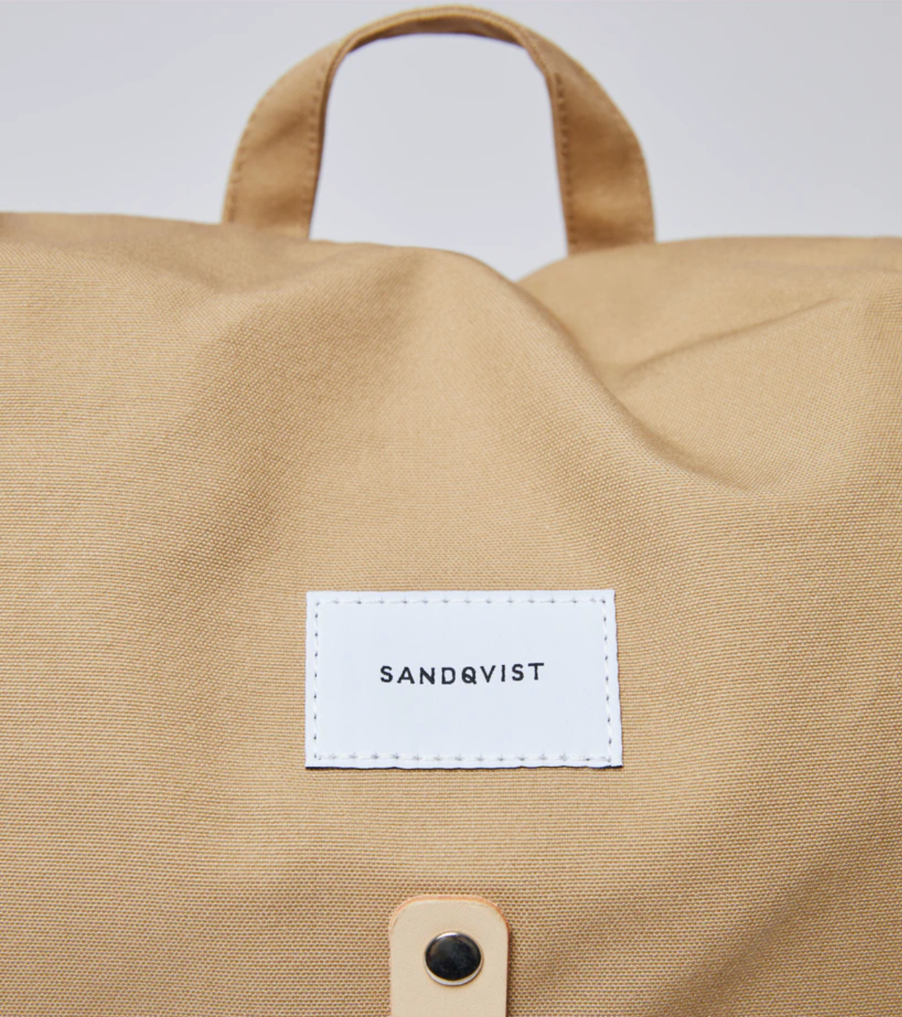 Sac à dos beige en coton bio, matière recyclée et cuir - Roald