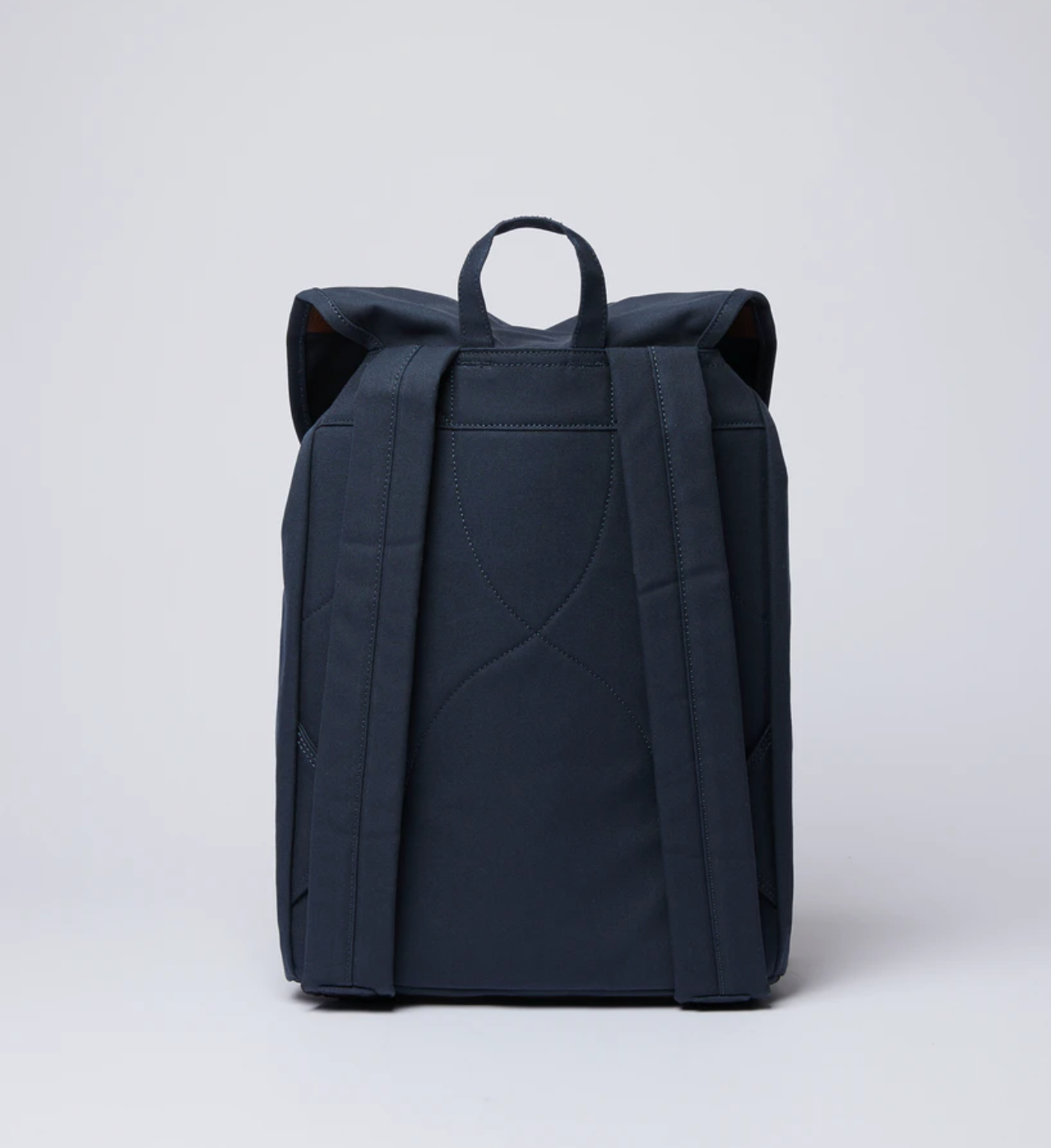 Sac à dos marine en coton bio, polyester recyclé et cuir - Roald