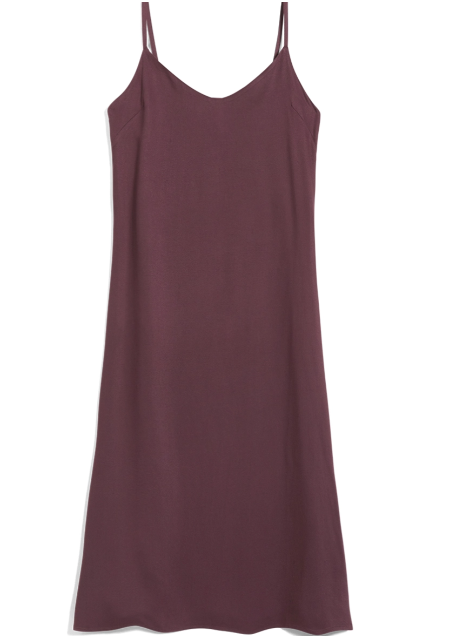 Robe midi aubergine à fines bretelles en Lenzing Ecovero - Gaelaa