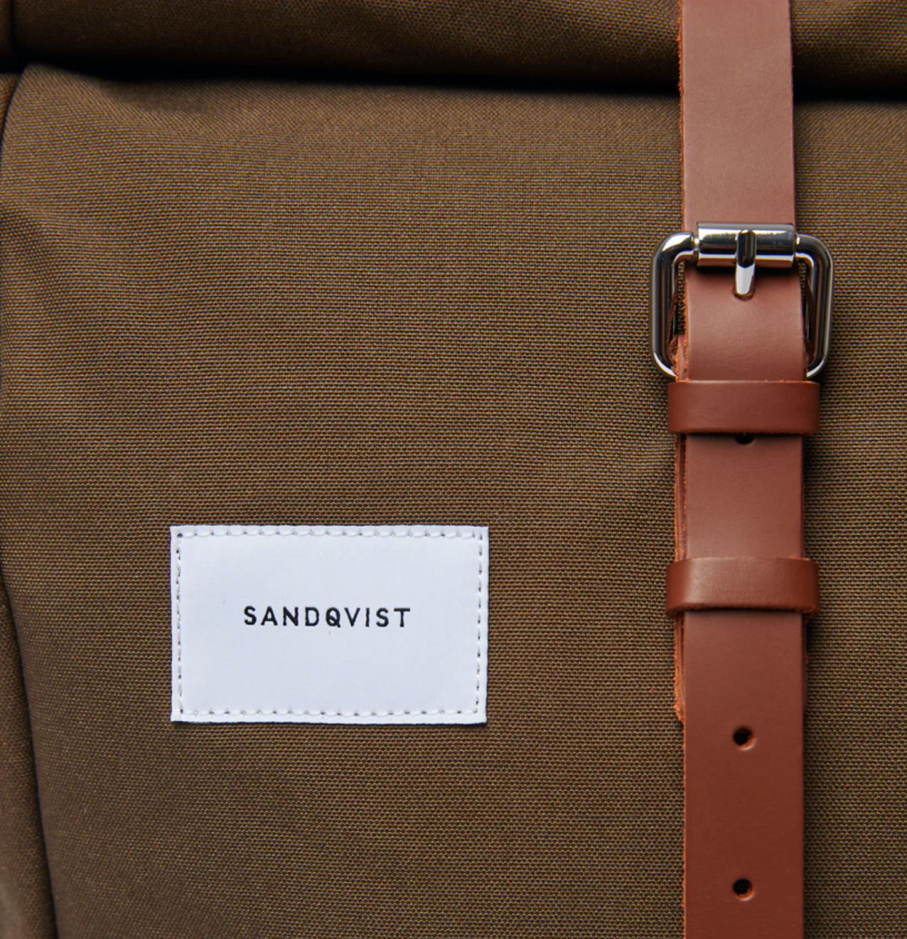 Sac à dos roll-top olive en coton bio, polyester recyclé et cuir - Dante