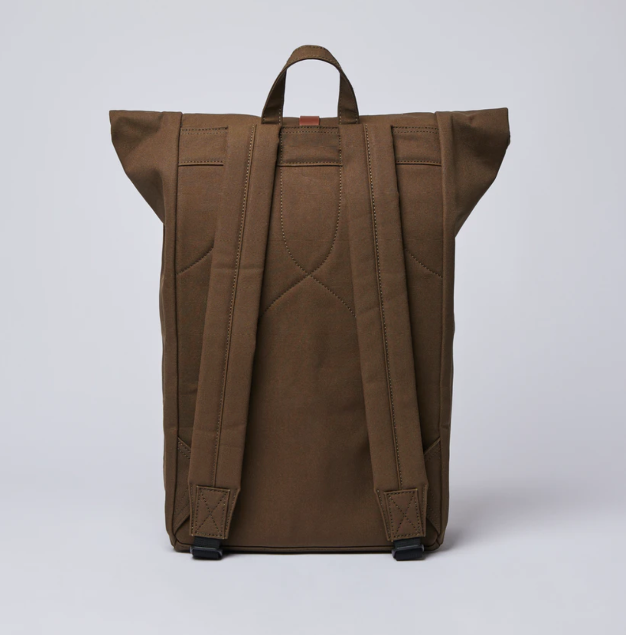Sac à dos roll-top olive en coton bio, polyester recyclé et cuir - Dante