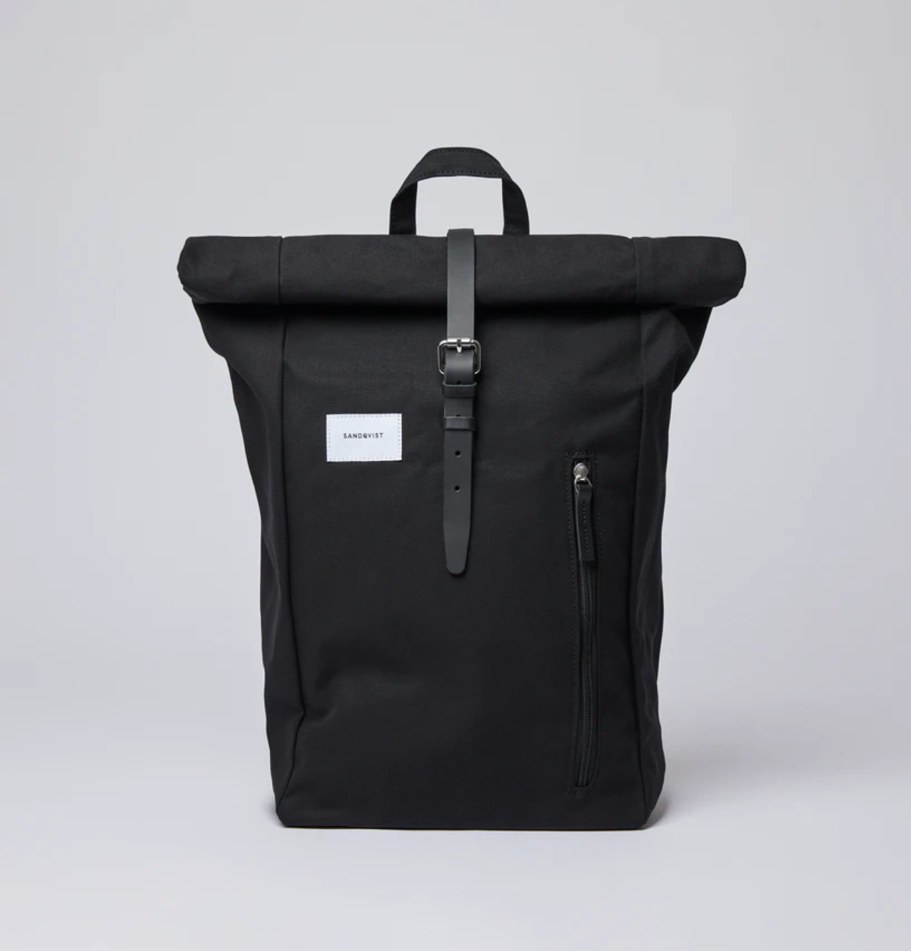 Sac à dos roll-top en coton bio et matière recyclée | noir "Dante"