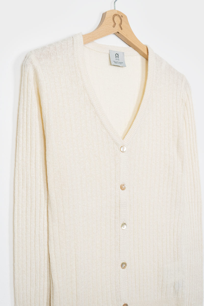 Cardigan en soie recyclée | écru "realma"