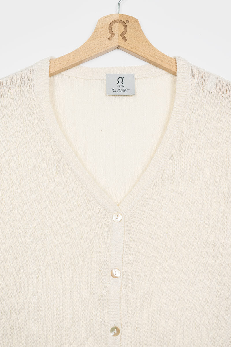 Cardigan en soie recyclée | écru "realma"