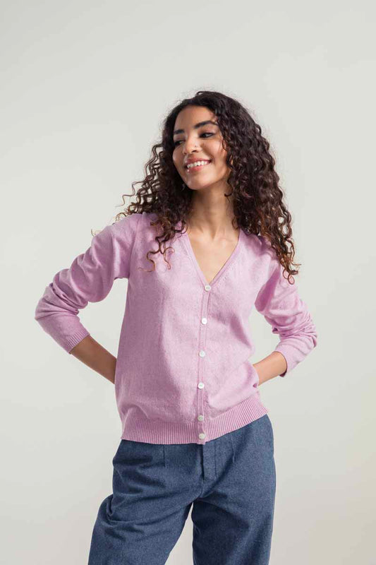Cardigan en coton bio et recyclé | rose "cardigan donna cotone rigenerato lucia"