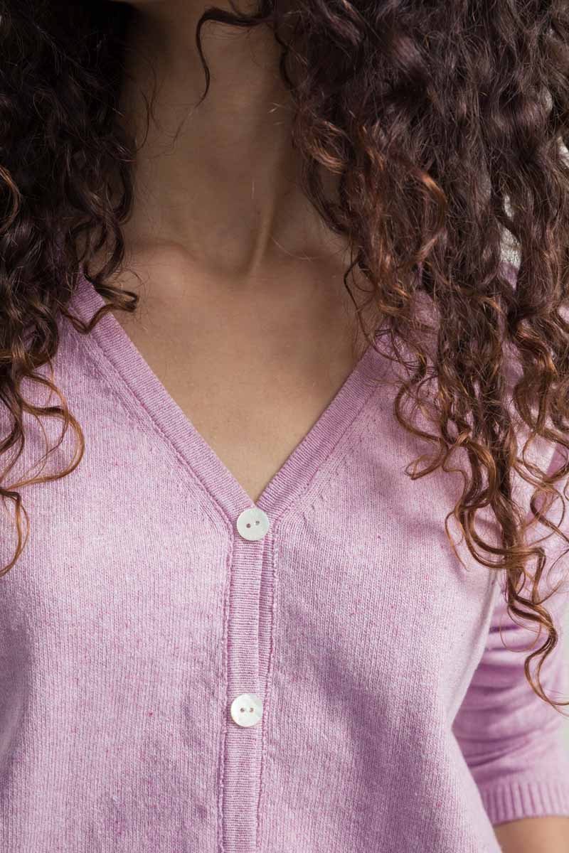 Cardigan en coton bio et recyclé | rose "cardigan donna cotone rigenerato lucia"