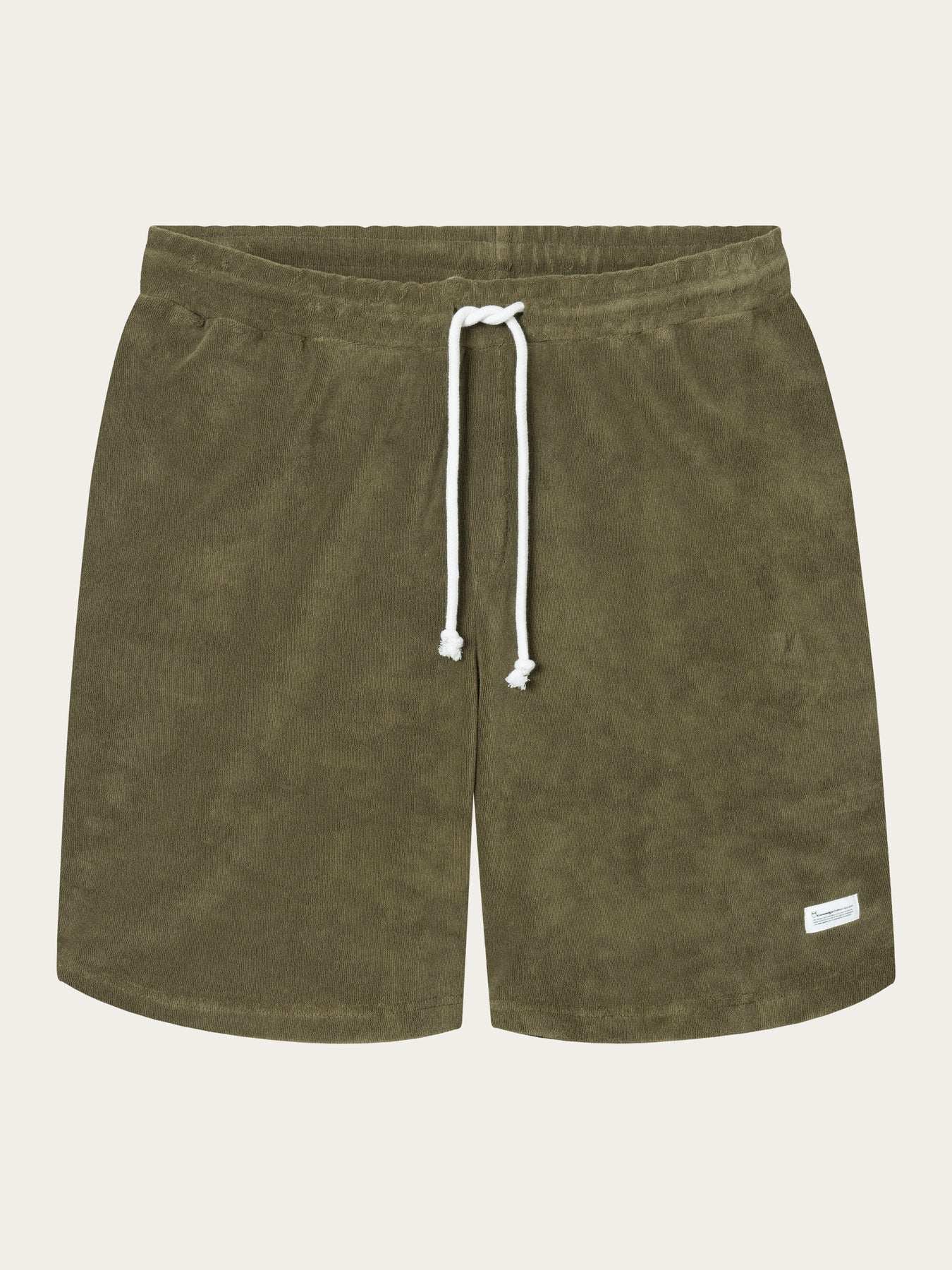 Short olive en coton bio et matière recyclée - casual terry shorts burned olive