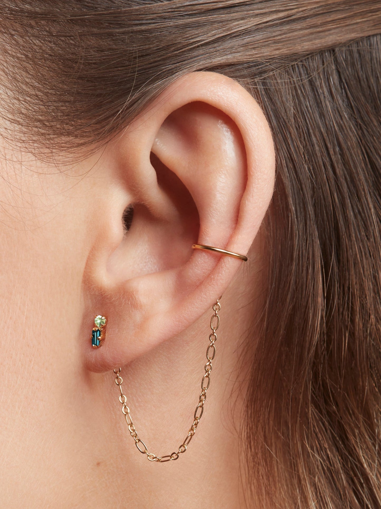 Bijou d'oreille en or certifié | cesar bleu - or bleu