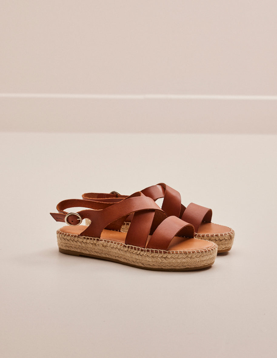 Sandales en cuir | marron "chantal cuir cognac"