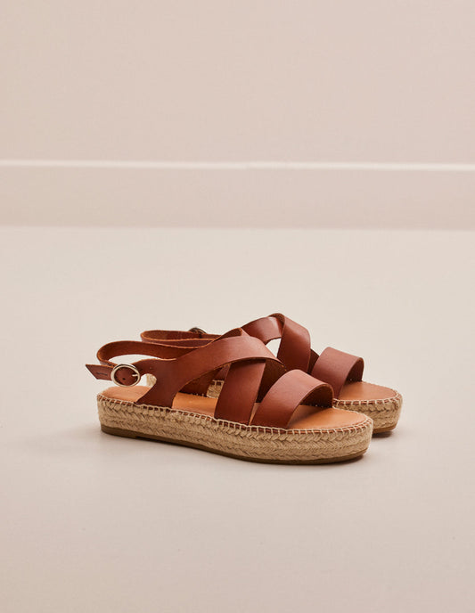 Sandales en cuir | marron "chantal cuir cognac"