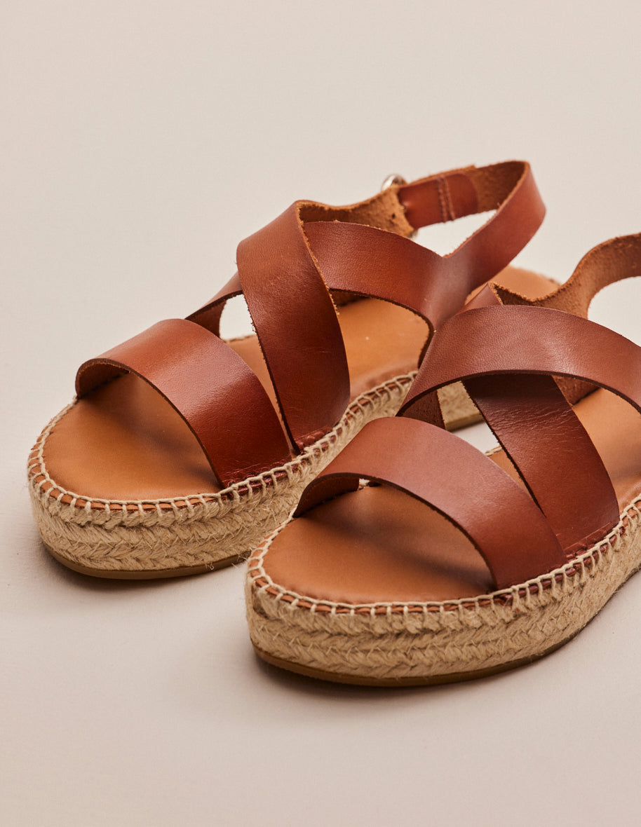 Sandales en cuir | marron "chantal cuir cognac"