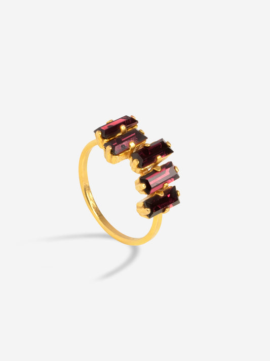 Bague en plaqué or certifié | doré "charles - bordeaux"