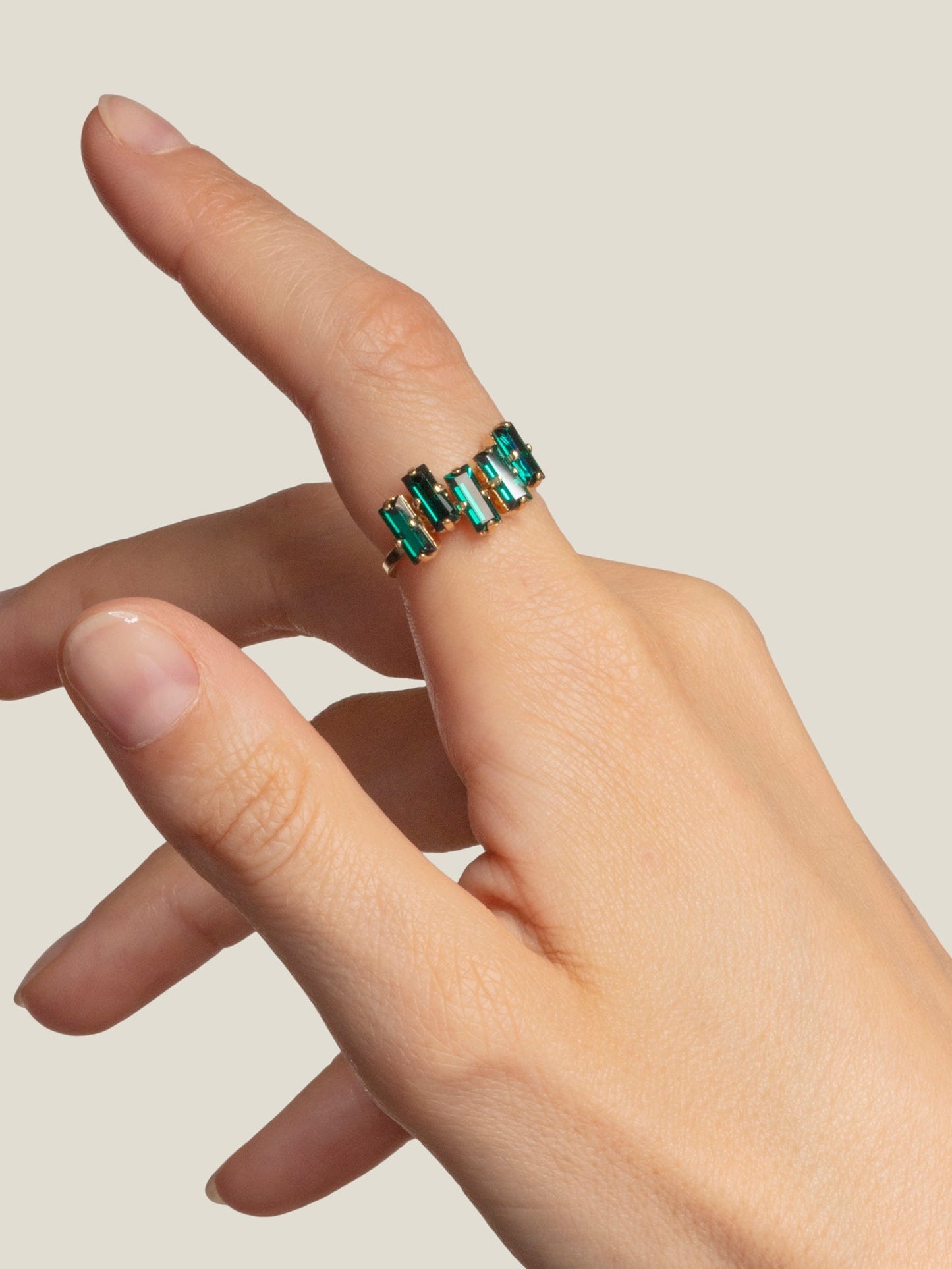 Bague en plaqué or certifié | vert "bague charles - émeraude"