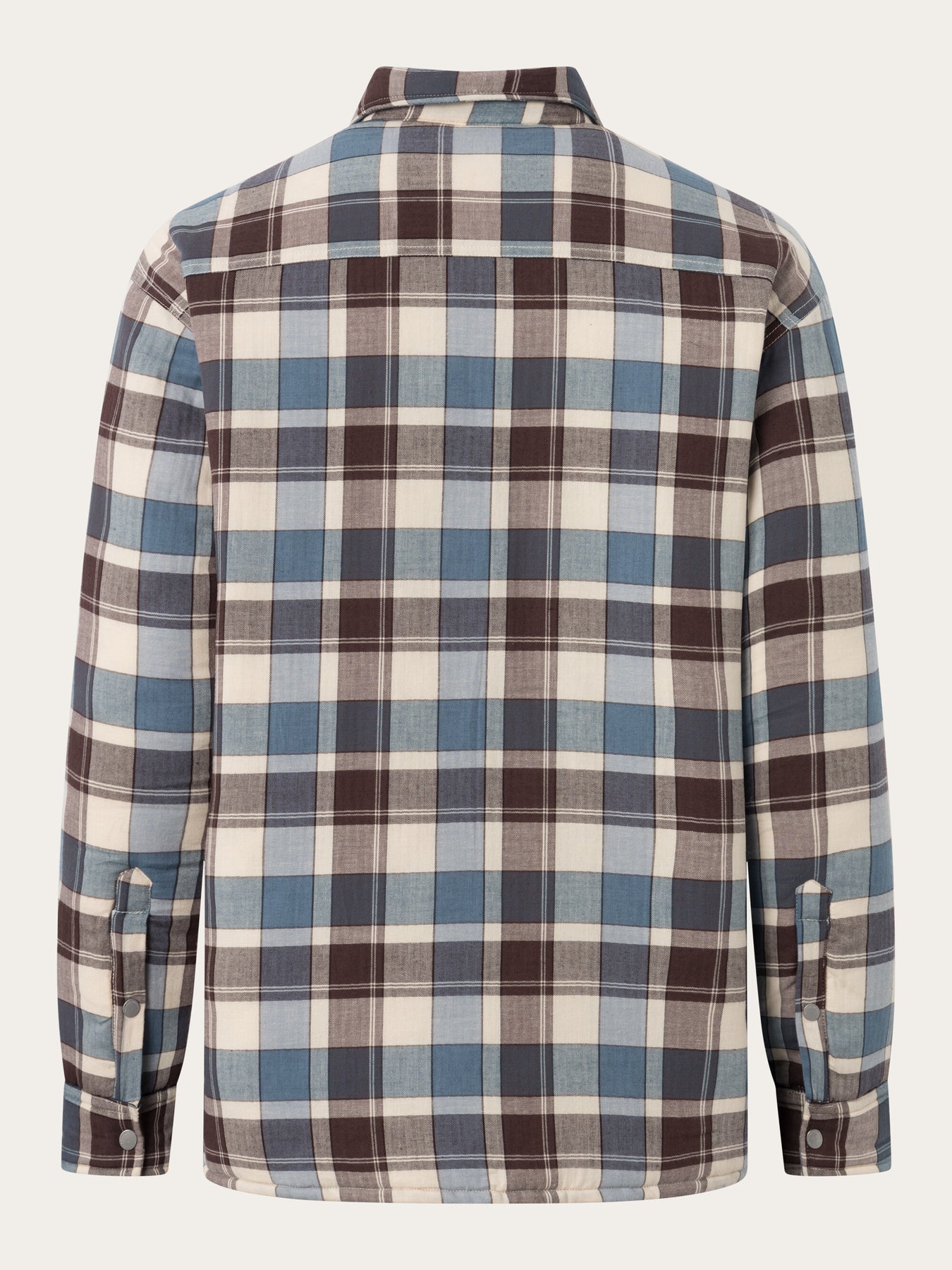 Veste matelassée en coton bio et matière recyclée | Carreaux "checked overshirt blue"