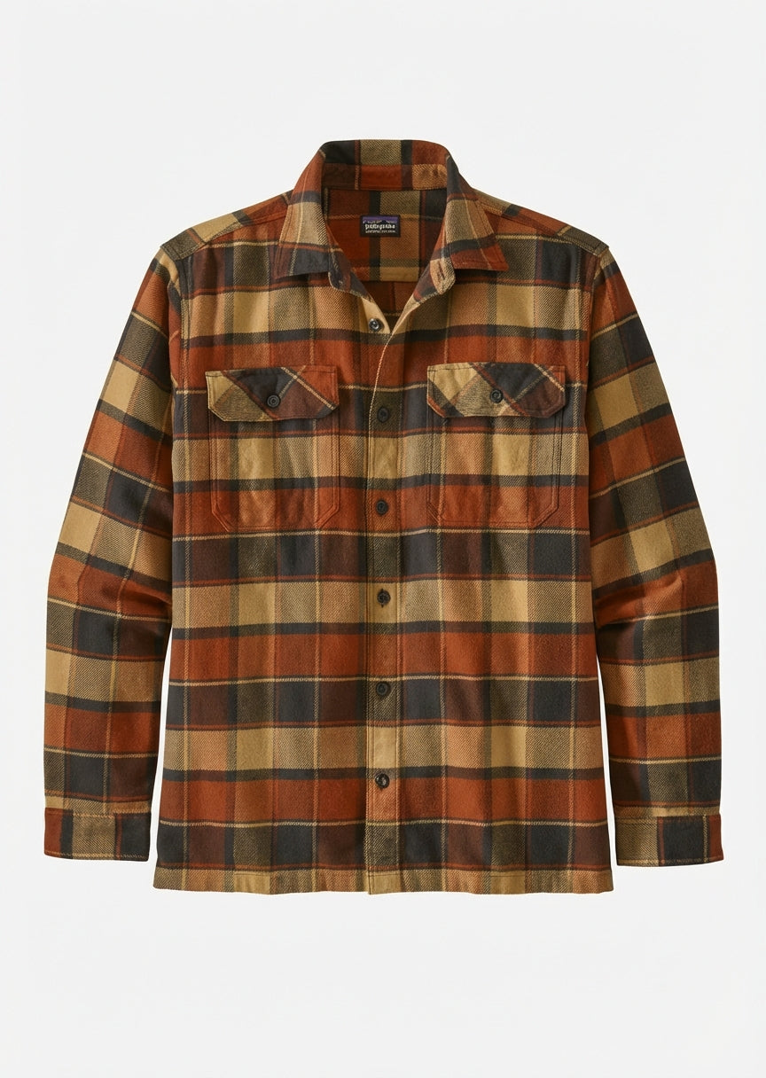Chemise à carreaux rouge flanelle en coton bio -  fjord