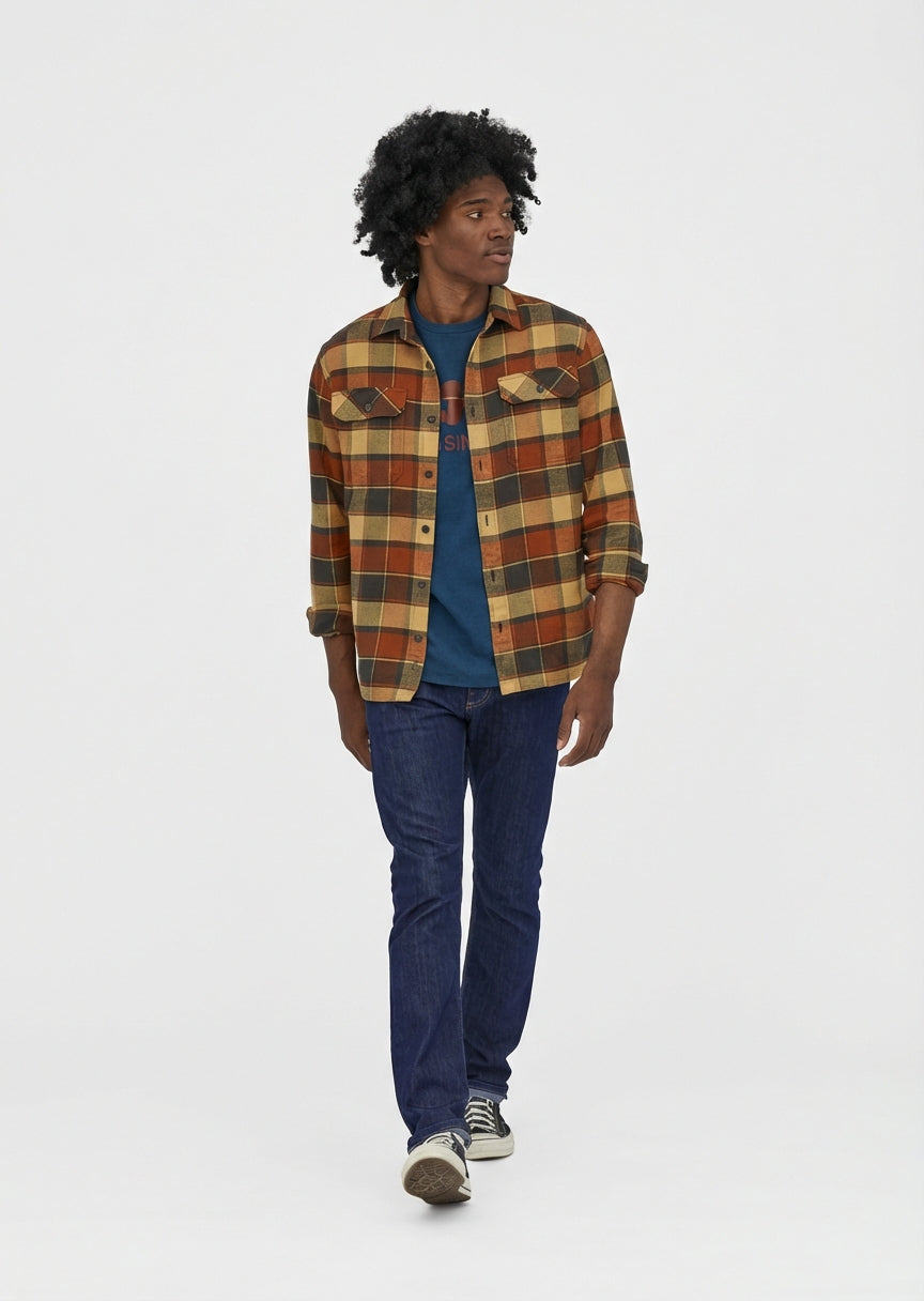 Chemise à carreaux rouge flanelle en coton bio -  fjord