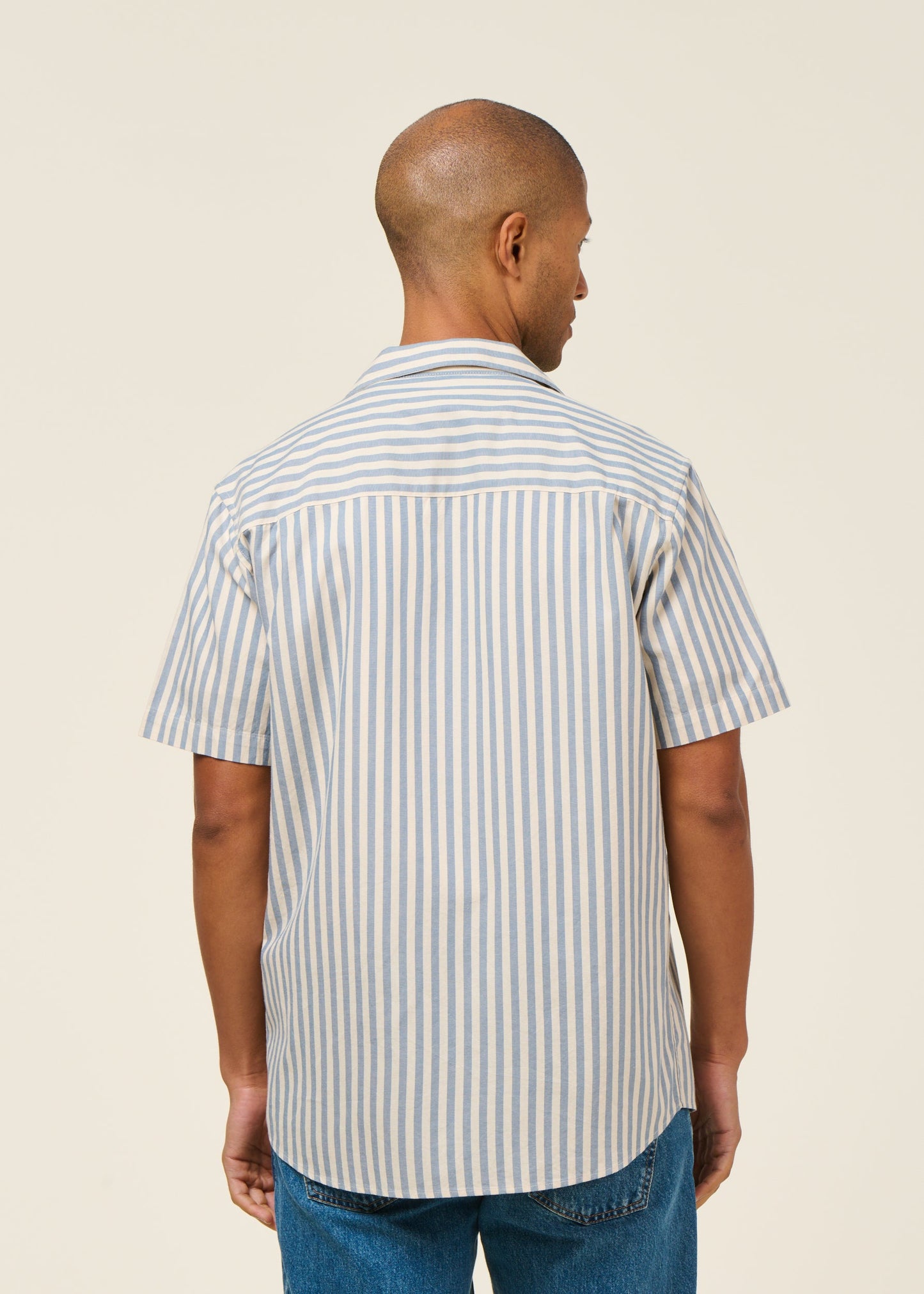Chemise manches courtes en coton bio | rayé "blue loya shirt - blue"
