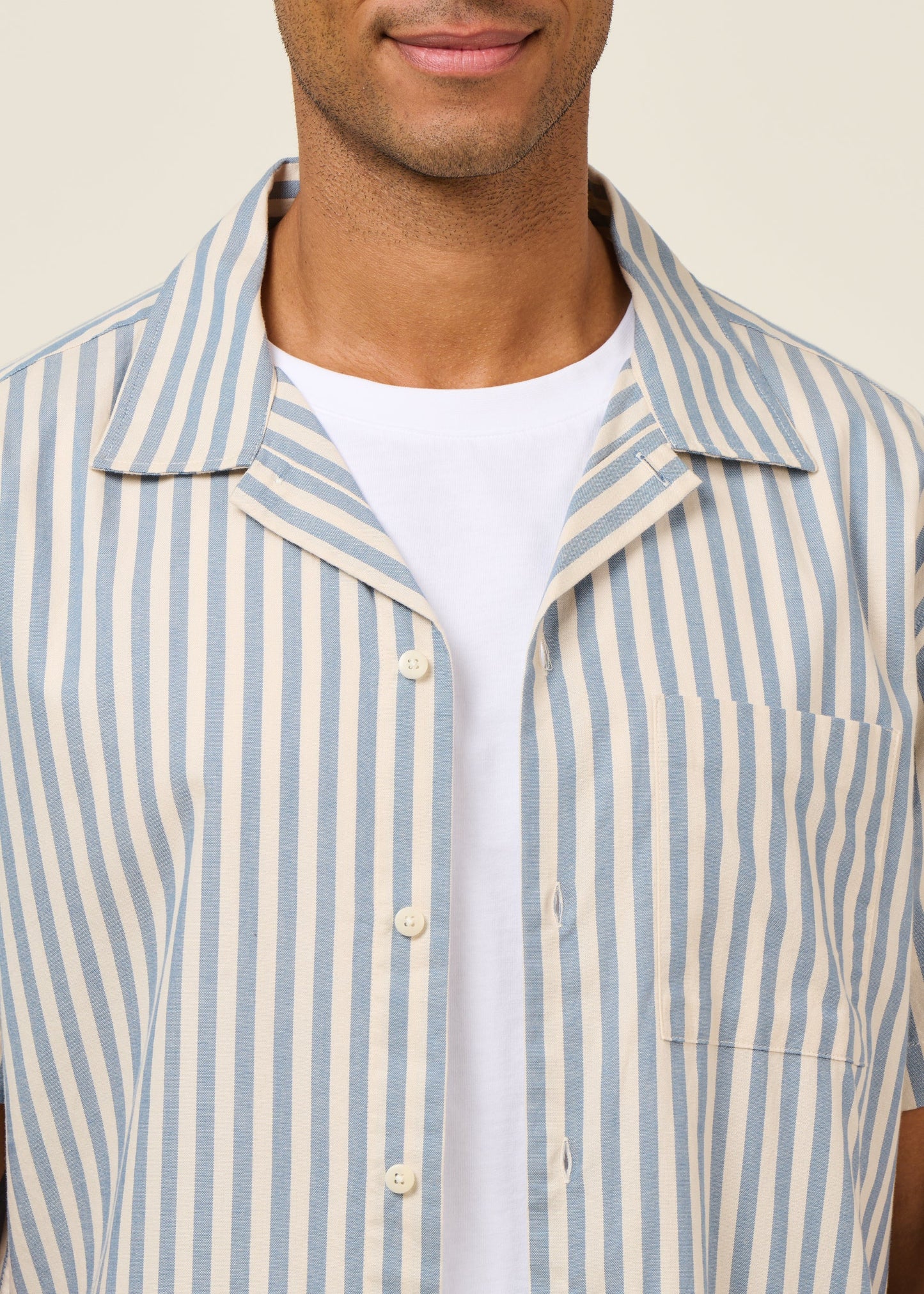 Chemise manches courtes en coton bio | rayé "blue loya shirt - blue"