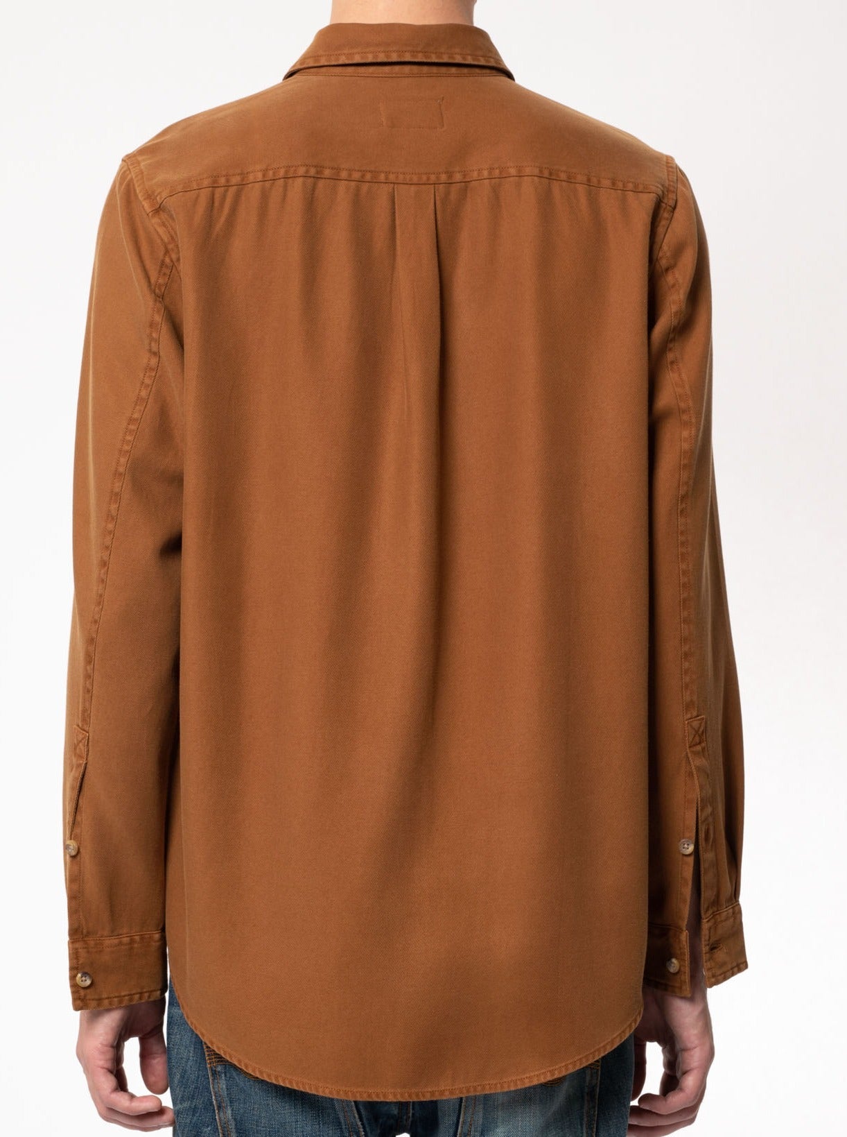 Chemise camel en coton bio et tencel - Chuck Fluid Twill cinnamon