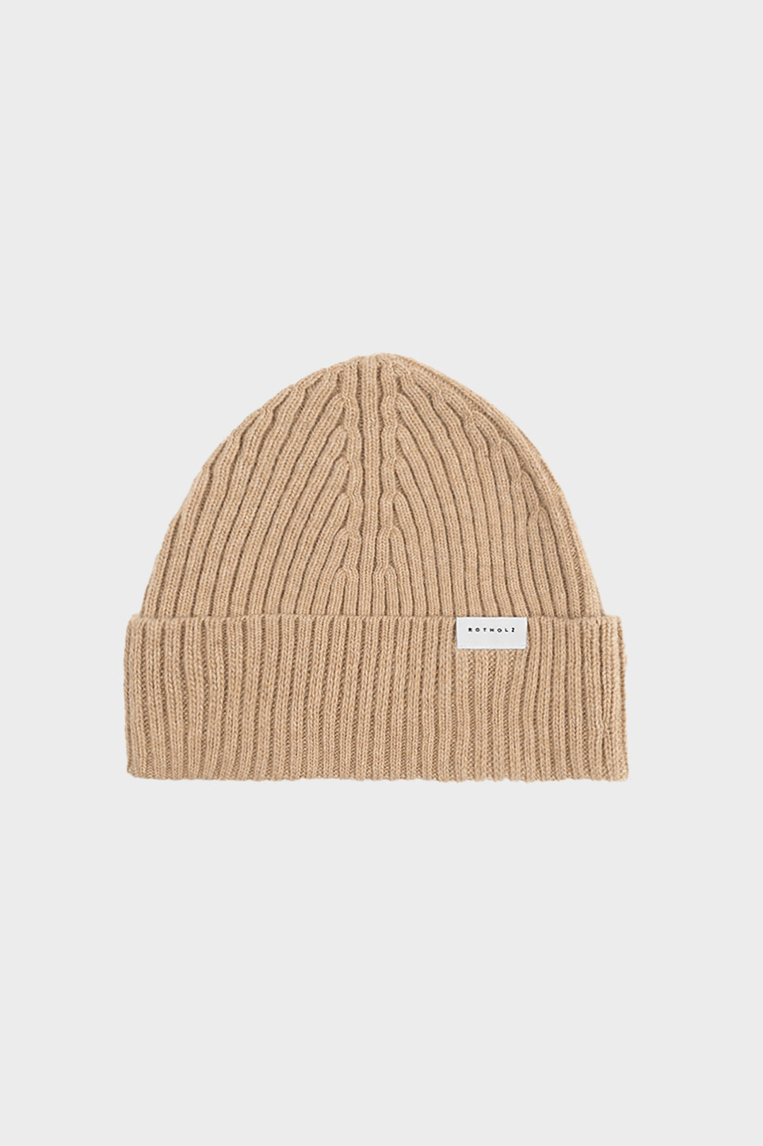 Bonnet en laine et matière recyclée | Beige "classic ribbed beanie oatmeal"