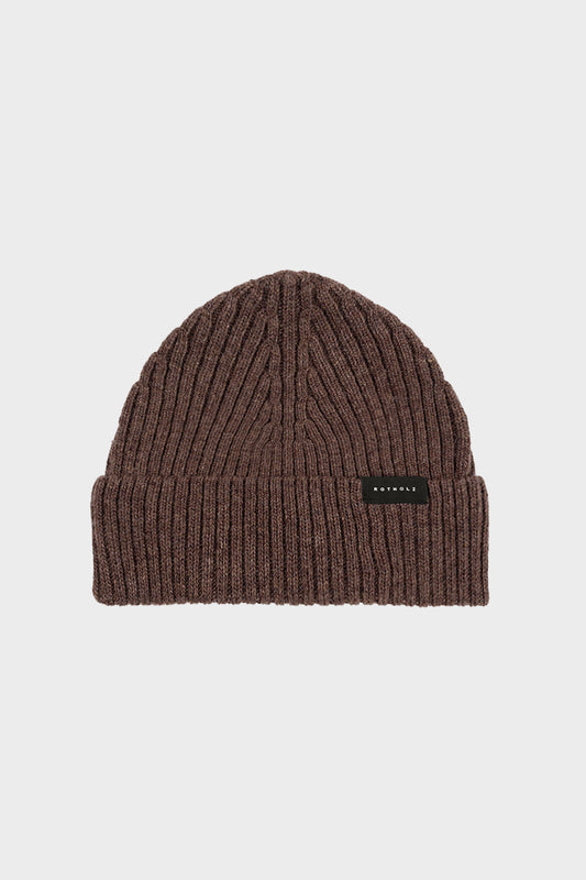 Bonnet en laine et matière recyclée | Marron "classic ribbed beanie rosewood"