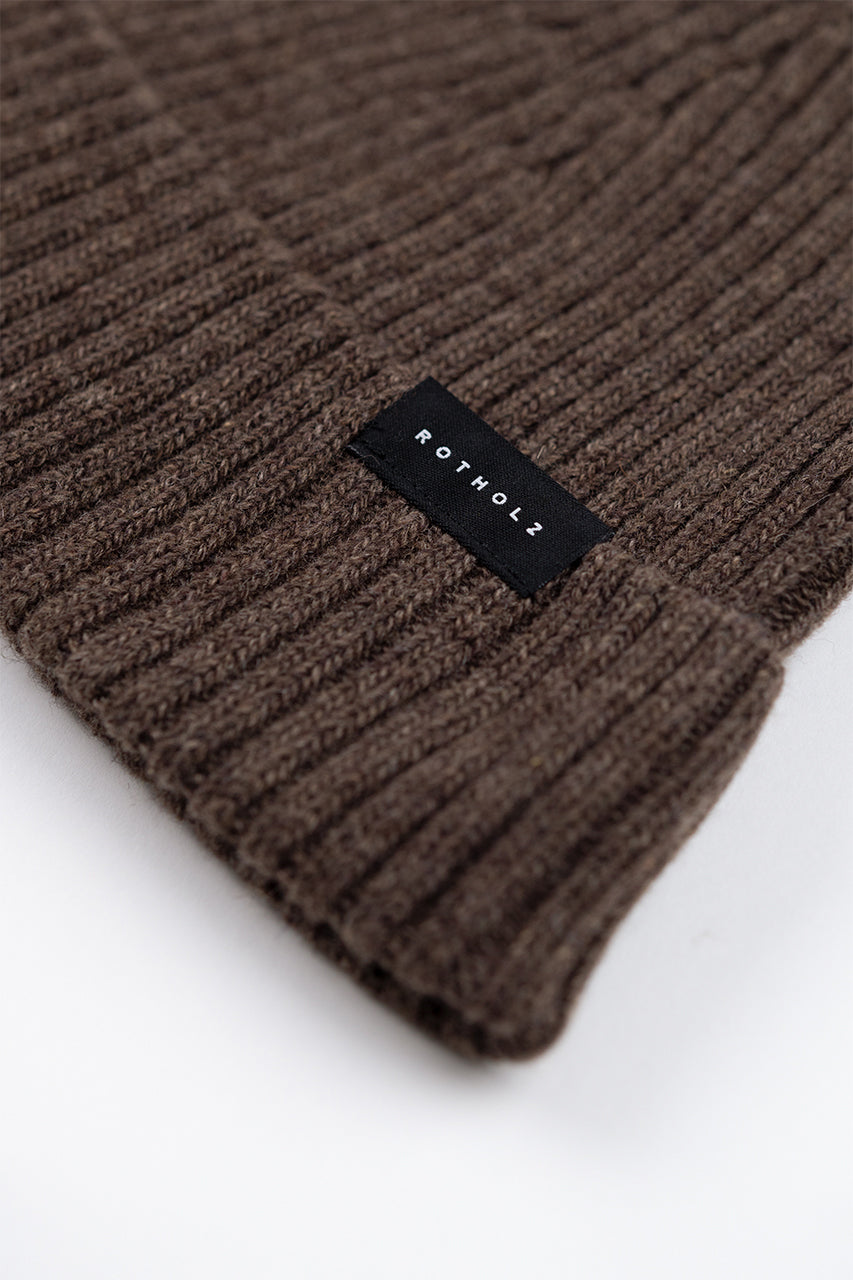 Bonnet en laine et matière recyclée | Marron "classic ribbed beanie rosewood"