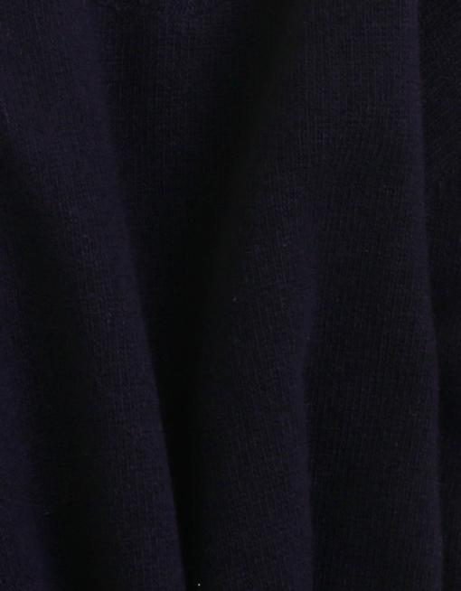 Pull col rond marine en laine mérinos recyclée - navy blue