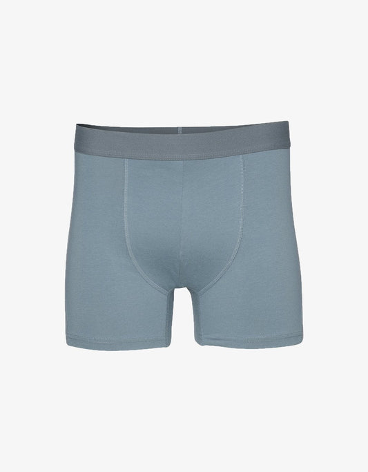 Boxer uni bleu en coton bio - Stone blue