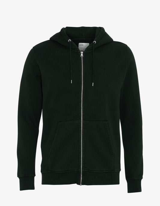 Sweat à capuche zippé en coton bio | vert "Hunter green"