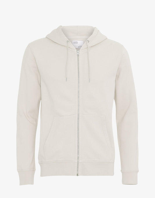 Sweat à capuche zippé blanc cassé en coton bio - classic organic zip hood ivory white