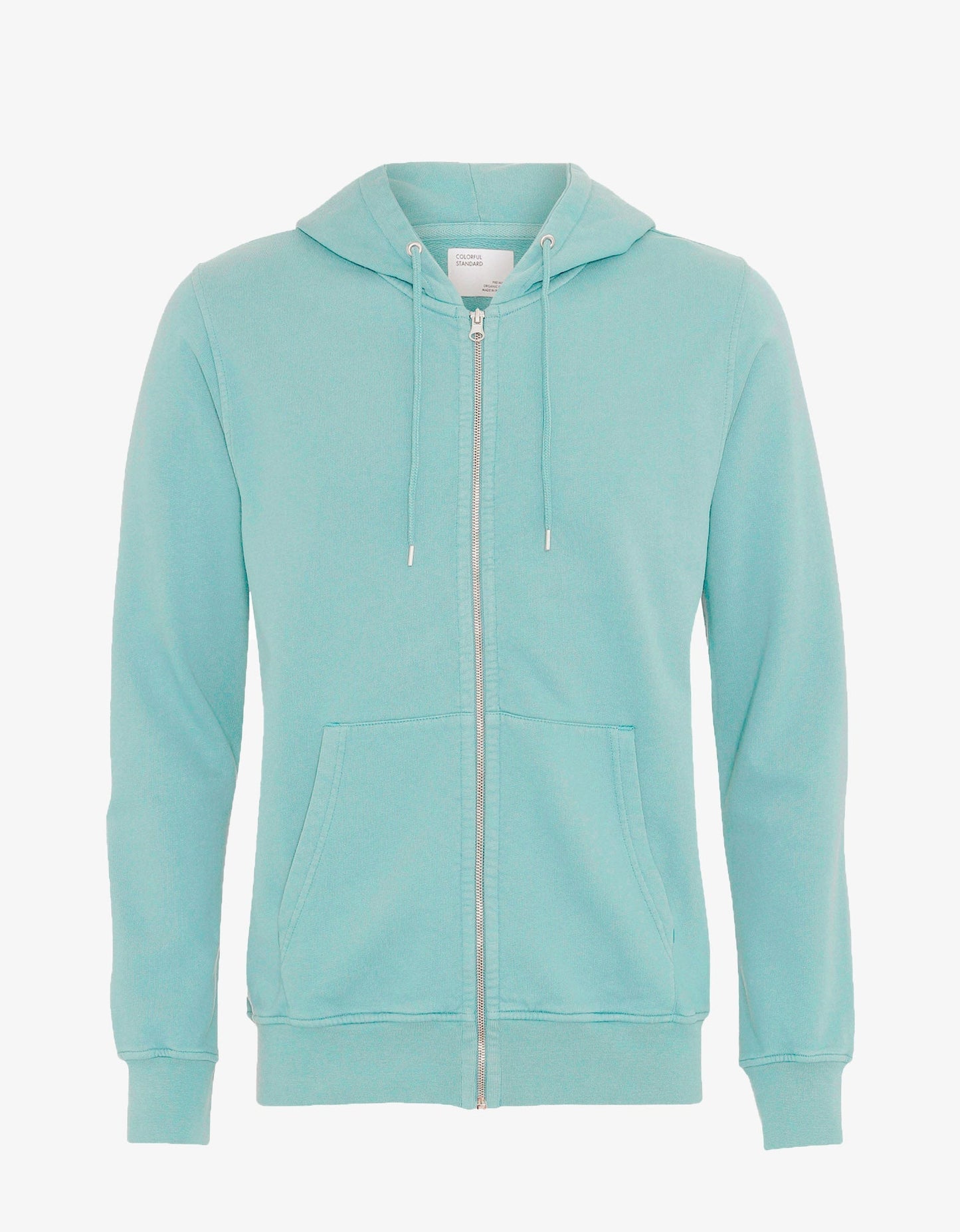 Sweat à capuche zippé bleu canard en coton bio - classic organic zip hood teal blue