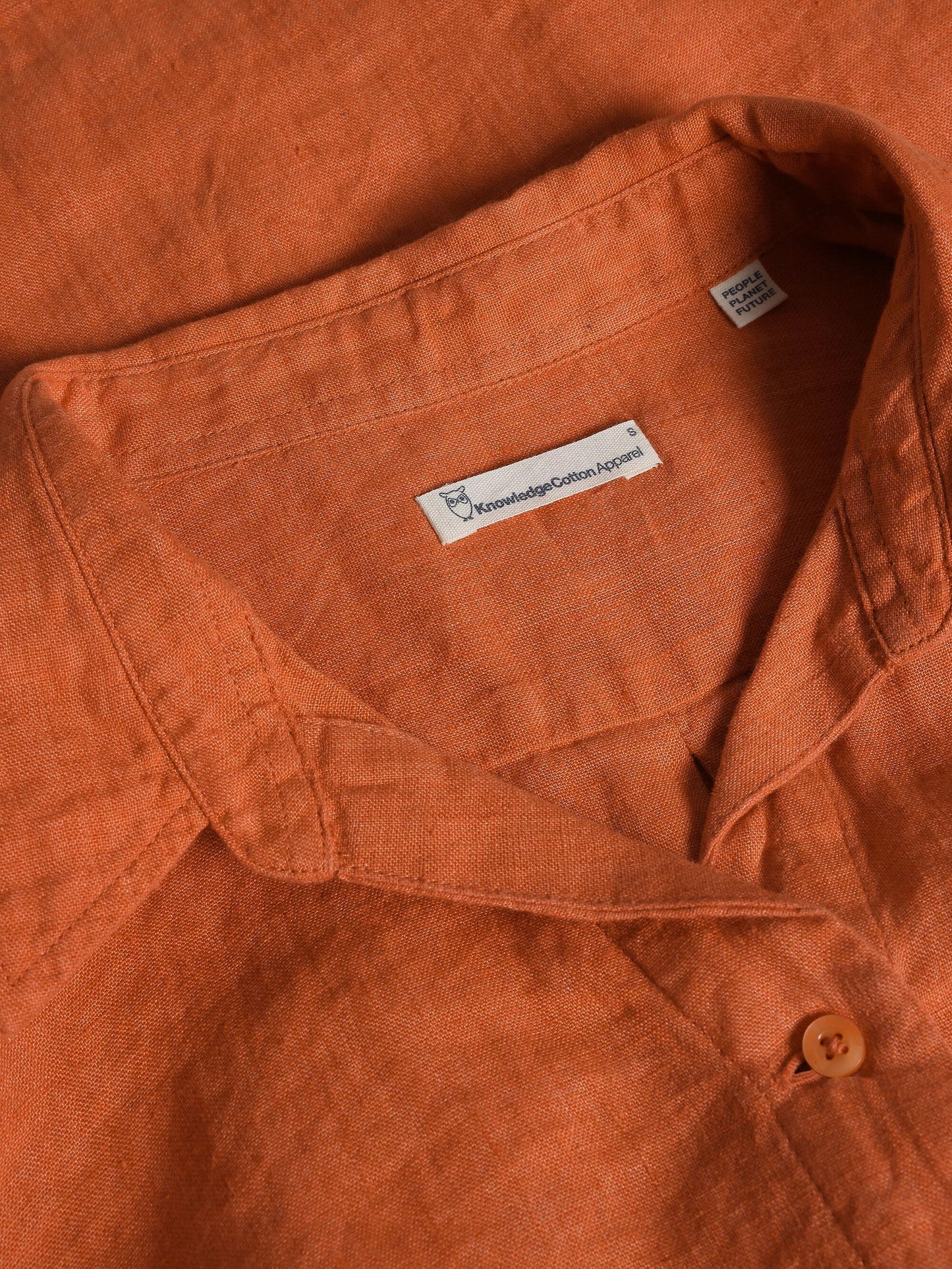 Robe chemise en lin biologique | rouge "classic linen dress langoustino"