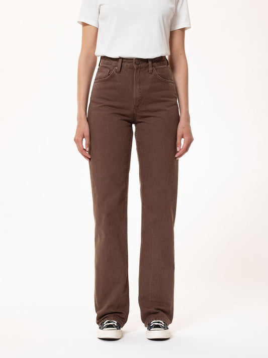 Jean ample marron en coton bio - clean eileen cinnamon