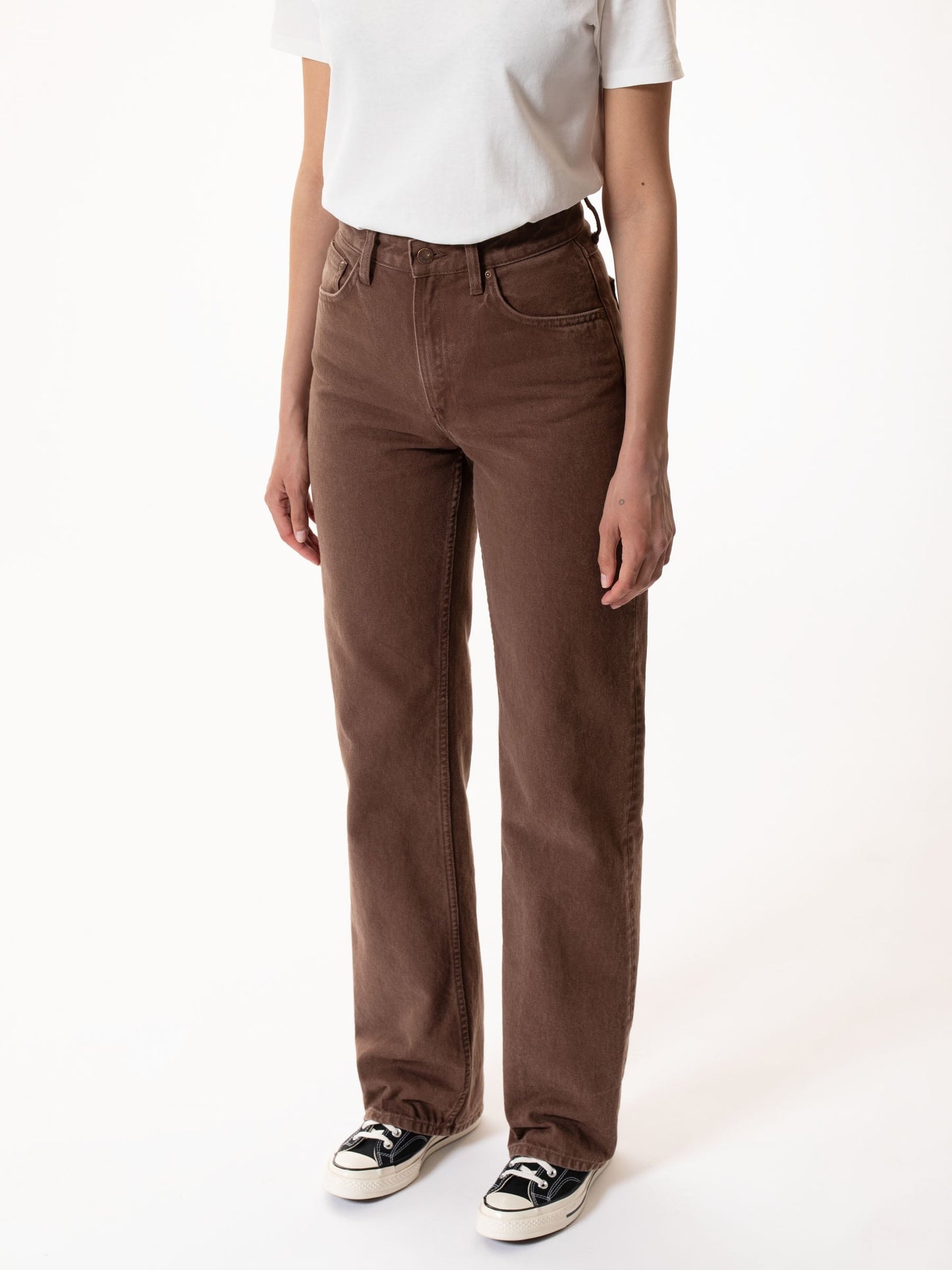 Jean ample marron en coton bio - clean eileen cinnamon