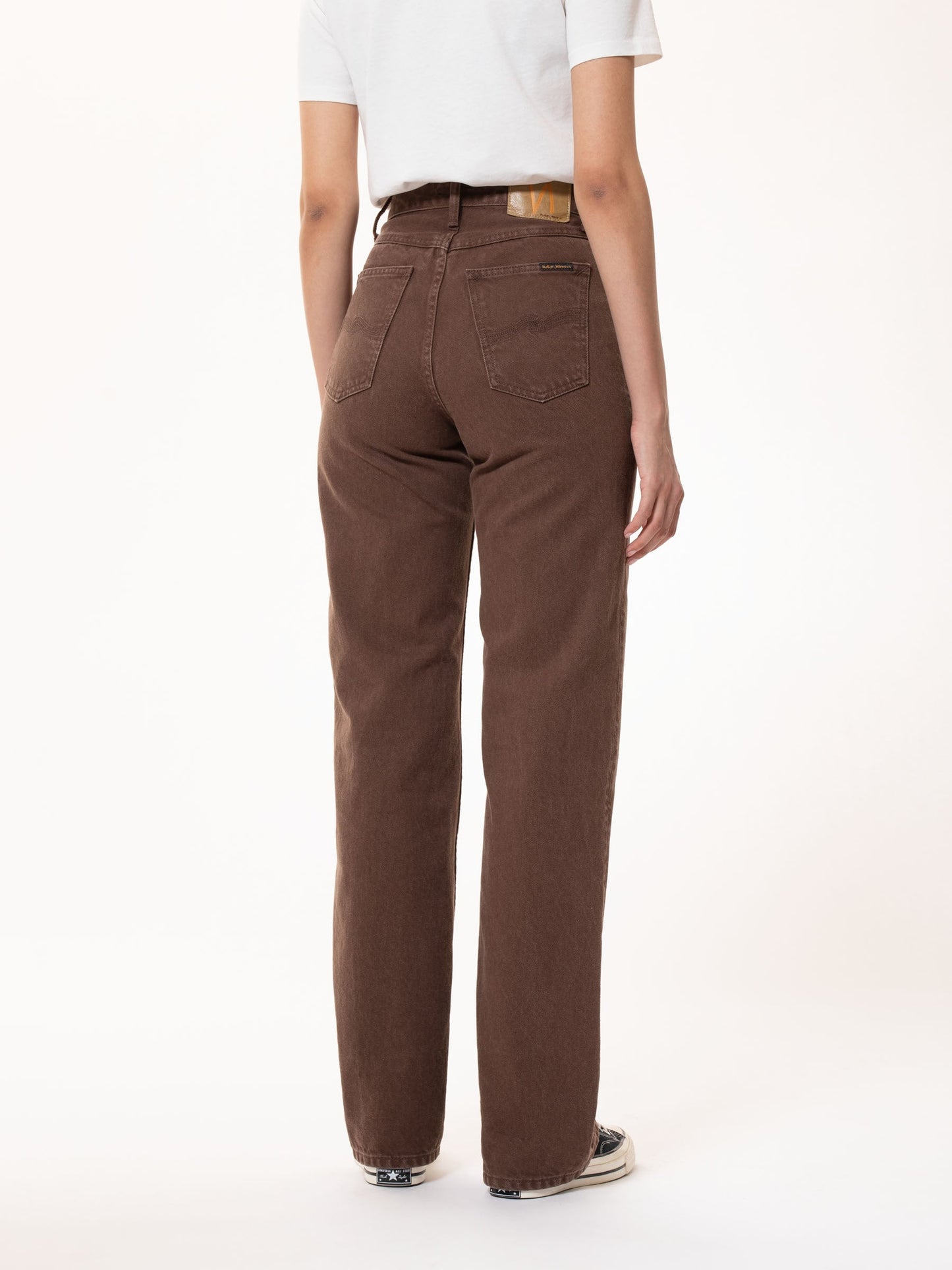 Jean ample marron en coton bio - clean eileen cinnamon