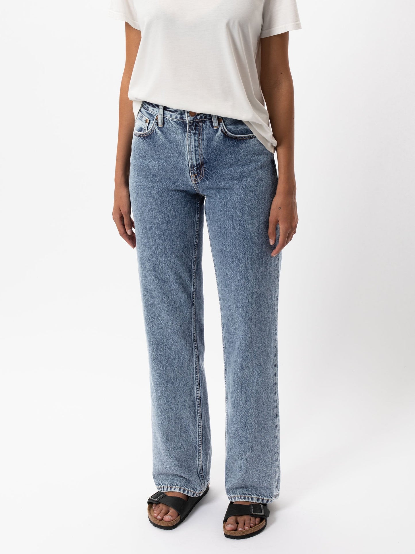 Jean ample taille haute bleu en coton bio - clean eileen gentle fade