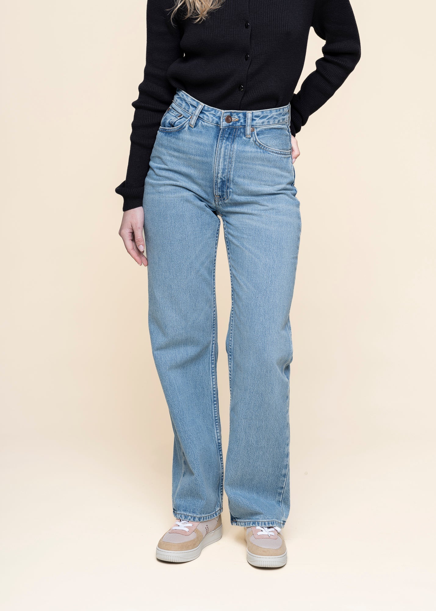 Jean ample en coton bio | bleu "clean eileen desert light blue"