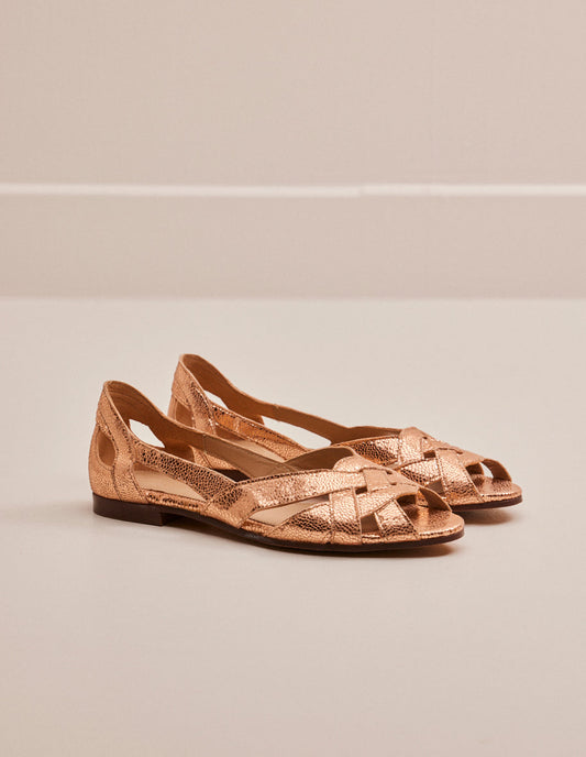 Sandales en cuir certifié | rose doré "clémentine cuir craquelé rose"