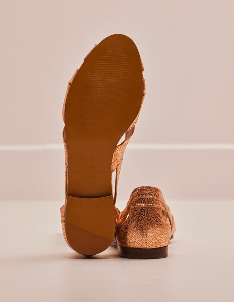 Sandales en cuir certifié | rose doré "clémentine cuir craquelé rose"