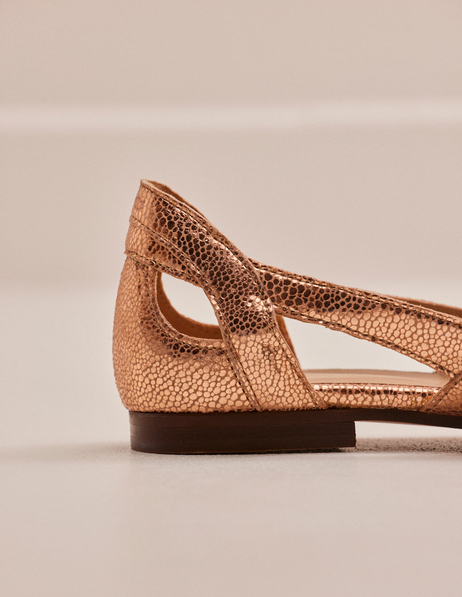 Sandales en cuir certifié | rose doré "clémentine cuir craquelé rose"