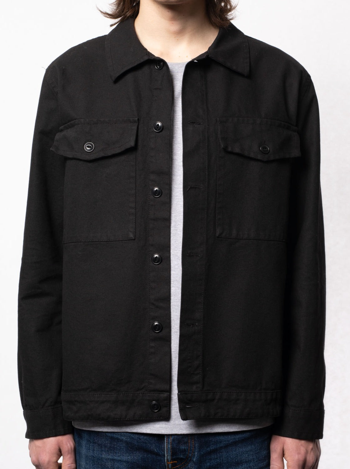 Surchemise noire en coton bio - Colin Canvas Overshirt black