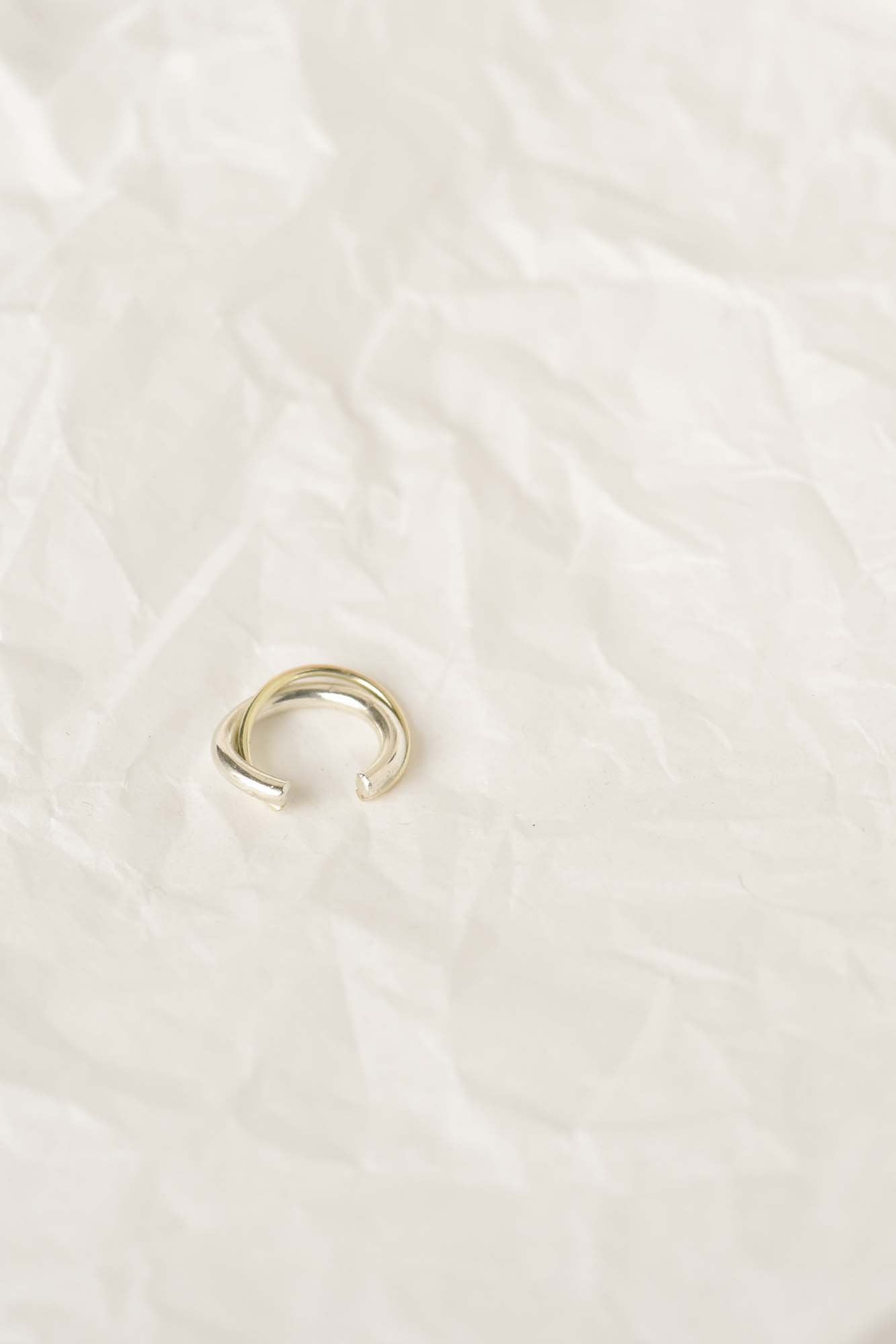 Bague d'oreille en or et argent recyclé  - Connected duo cuff