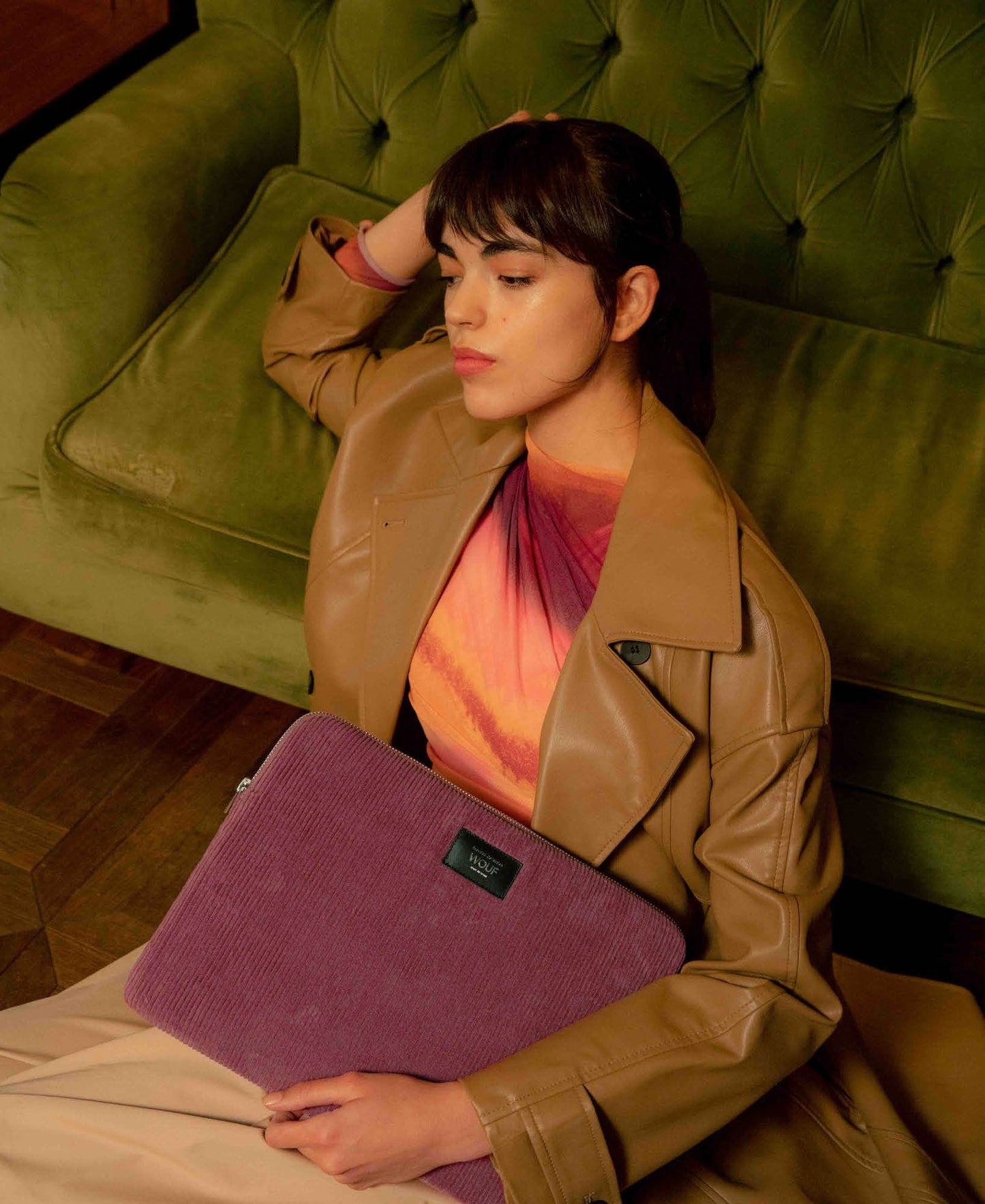 Pochette ordinateur côtelée en coton bio | "mauve laptop sleeve 13" & 14""