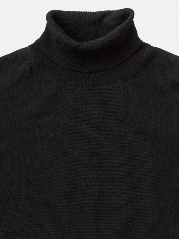 Pull col roulé noir en coton bio - Cornelis