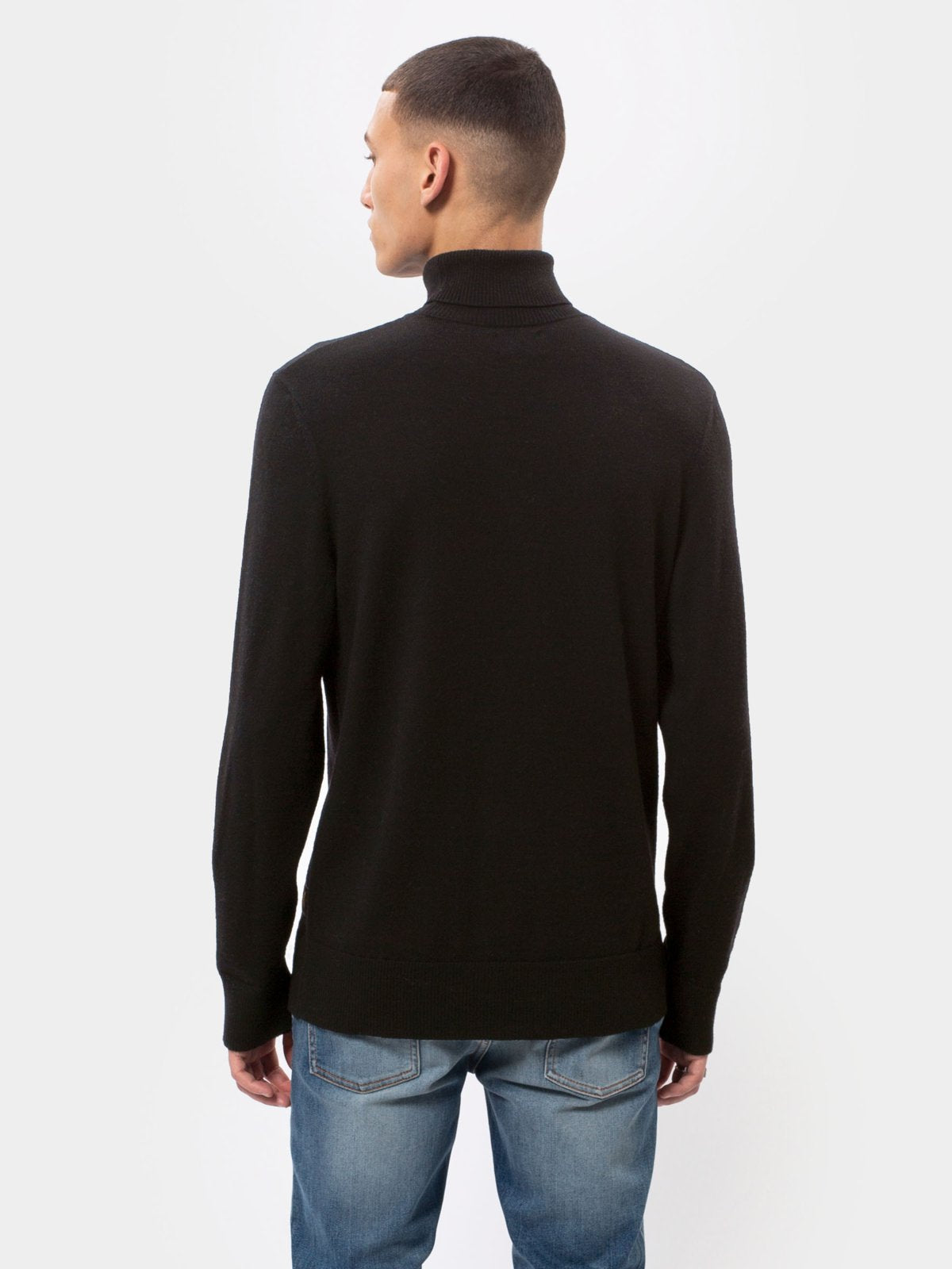 Pull col roulé noir en coton bio - Cornelis