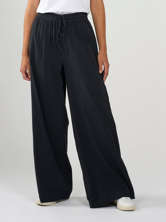 Pantalon noir en crêpe de coton bio - cotton crepe pants black jet