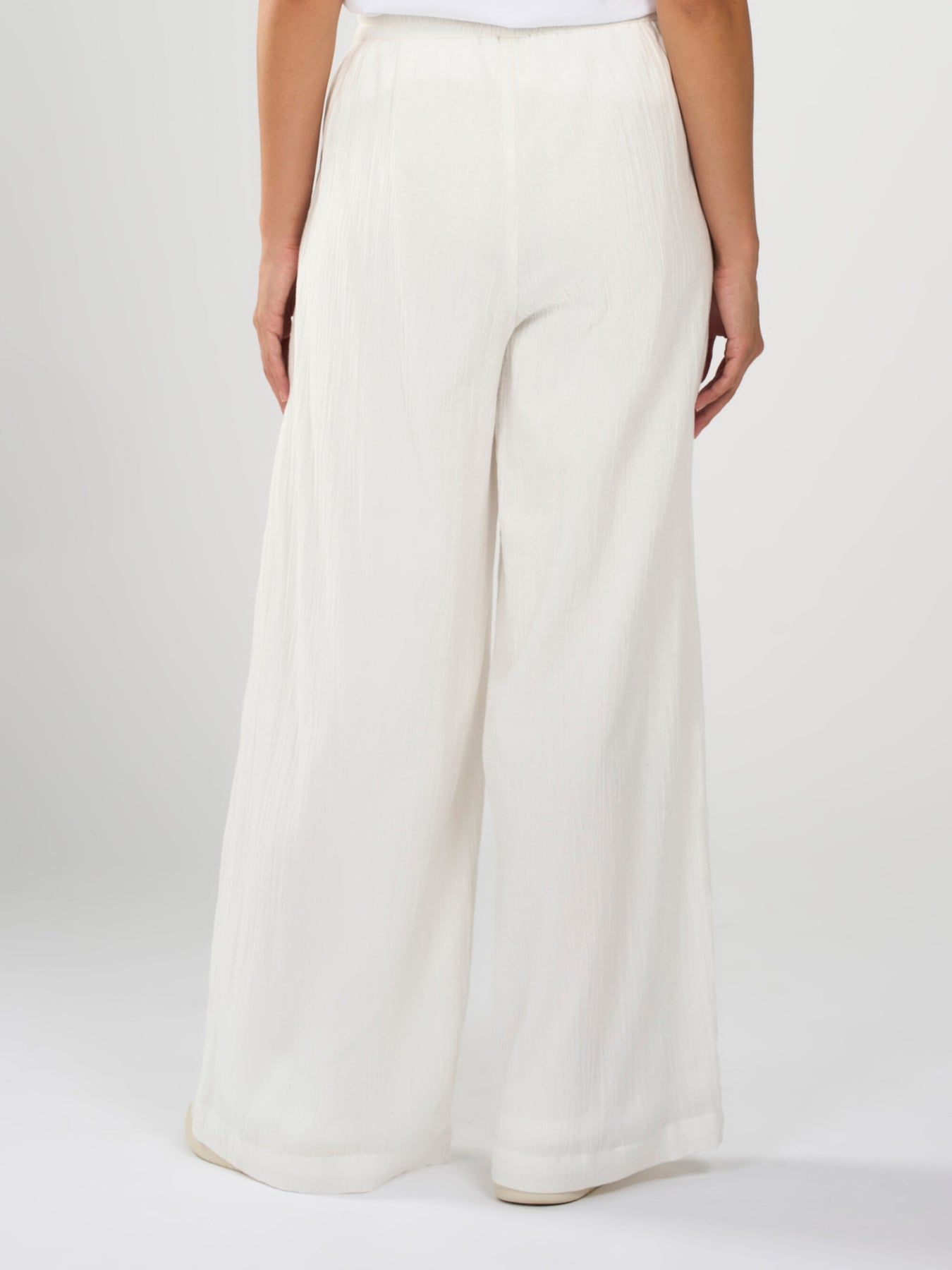 Pantalon blanc en crêpe de coton bio - cotton crepe pants snow white