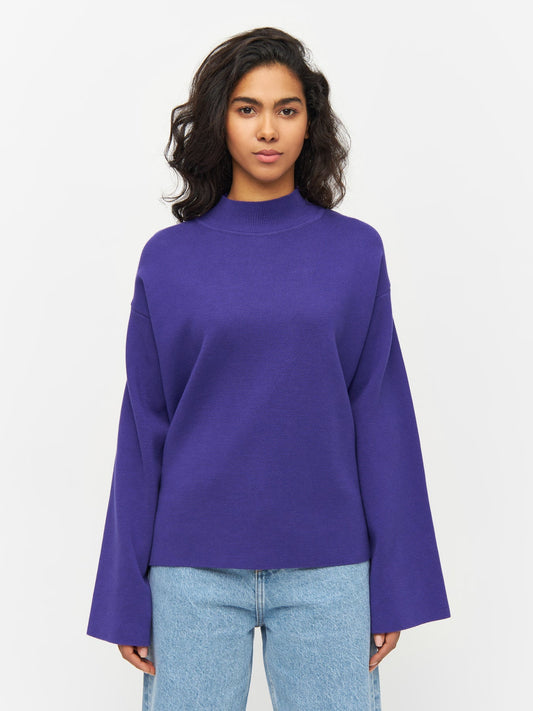 Pull en maille de coton bio | Violet "cotton high neck knit deep purple"