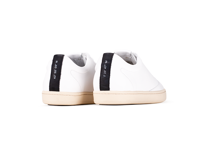 Chaussure semelle pneu recyclé cuir recyclé blanc semelle beige- Graviere